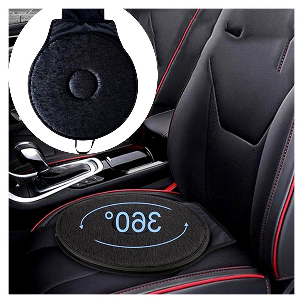 Autositzkissen, 360° drehbares Kissen für Rollstuhl und Auto, multifunktionales Kissen für Stuhl und Hocker, tragbares Memory-Schaumstoff-Sitzki...