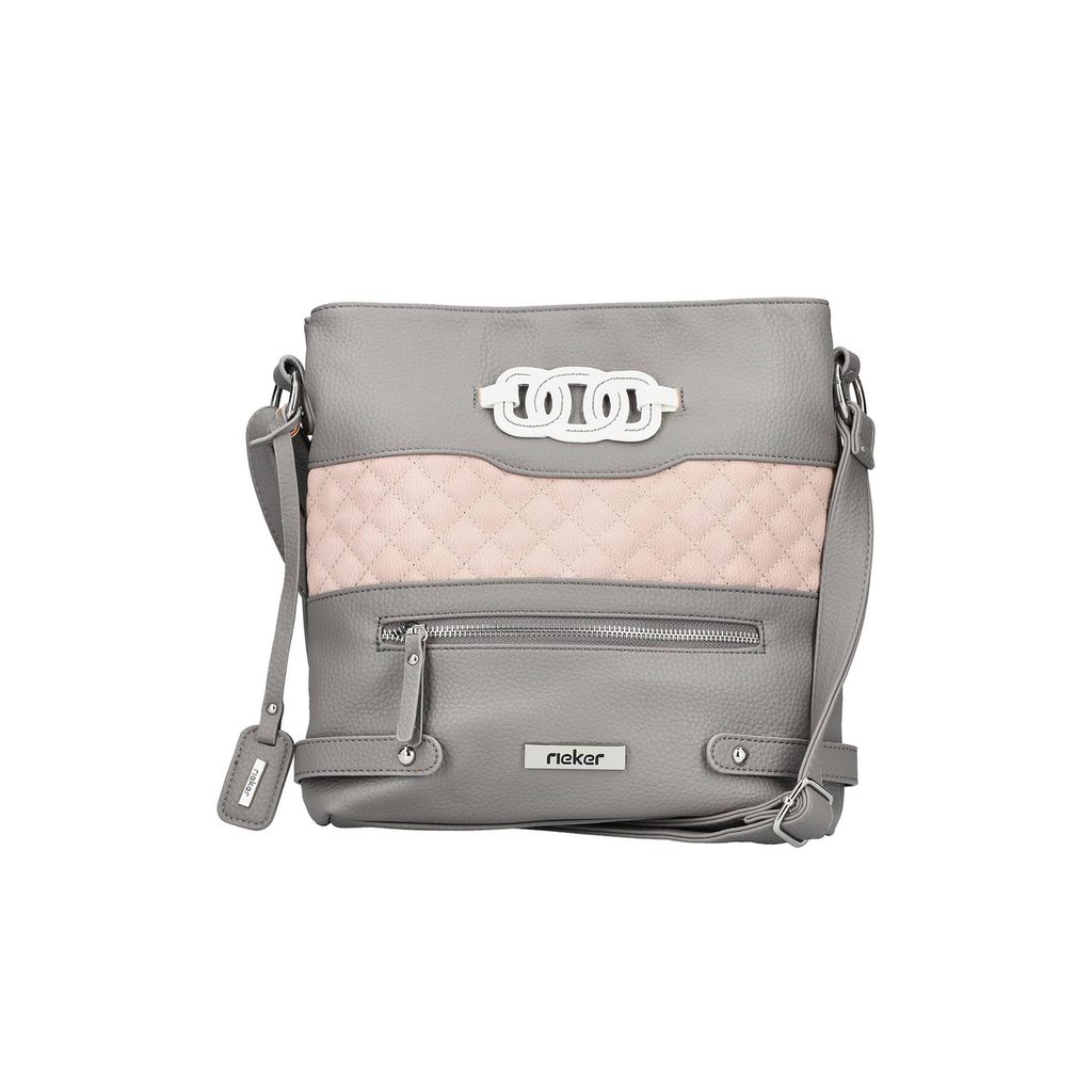 Rieker Damen Umhängetasche große Hauptfächer Schulterriemen H1518, Farbe:Grau