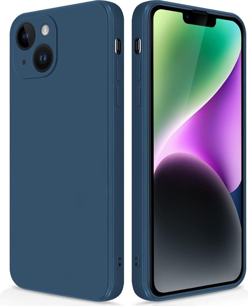 Silikon Hülle für iPhone 14 Plus Flüssigsilikon Dünn Gel Gummi Matt Kratzfeste Schutzhülle Blau