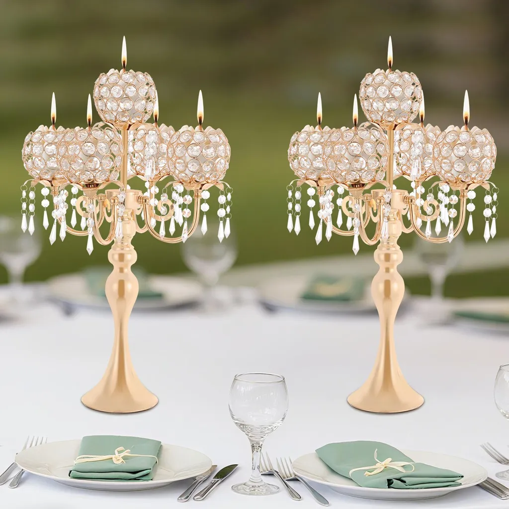 Bougeoir de Table Stable 57cm Or : Décor de Mariage sans Risque de Chute - 7