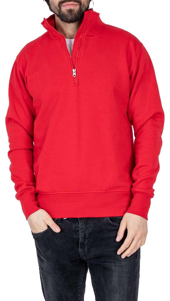 Mivaro Herren Troyer in Rot - Pullover mit Reißverschluss - Produktbild 