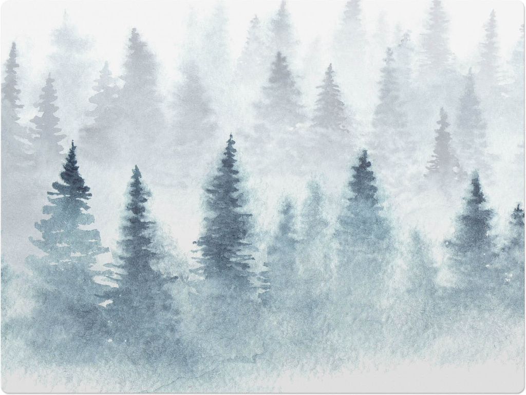 Aquarell Nebelwald – Bodenschutzmatte – Stuhlunterlage 120x90 cm – Rutschfest – Hartbodenmatte