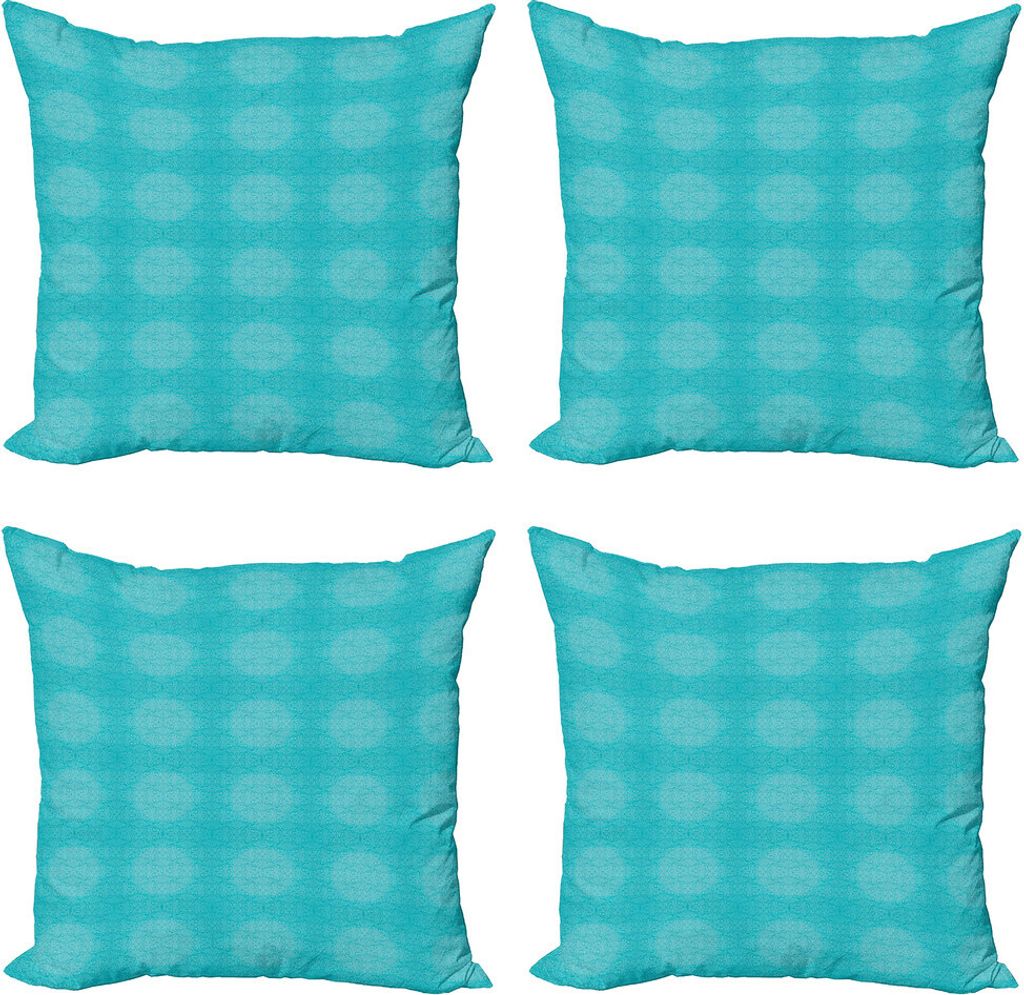 ABAKUHAUS Aqua-Damast Kissenbezug Set (4 Stück), Intensive Blumenmotive, Moderner Doppelseitiger Digitaldruck, 60 cm x 60 cm, Deep Sky Blue Himmel...