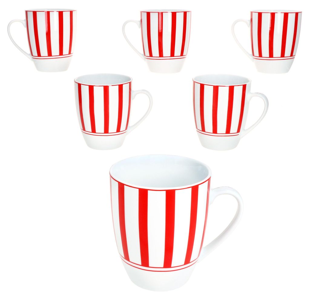 Split rot Streifen 6er Set Kaffeebecher 300ml Produktbild 
