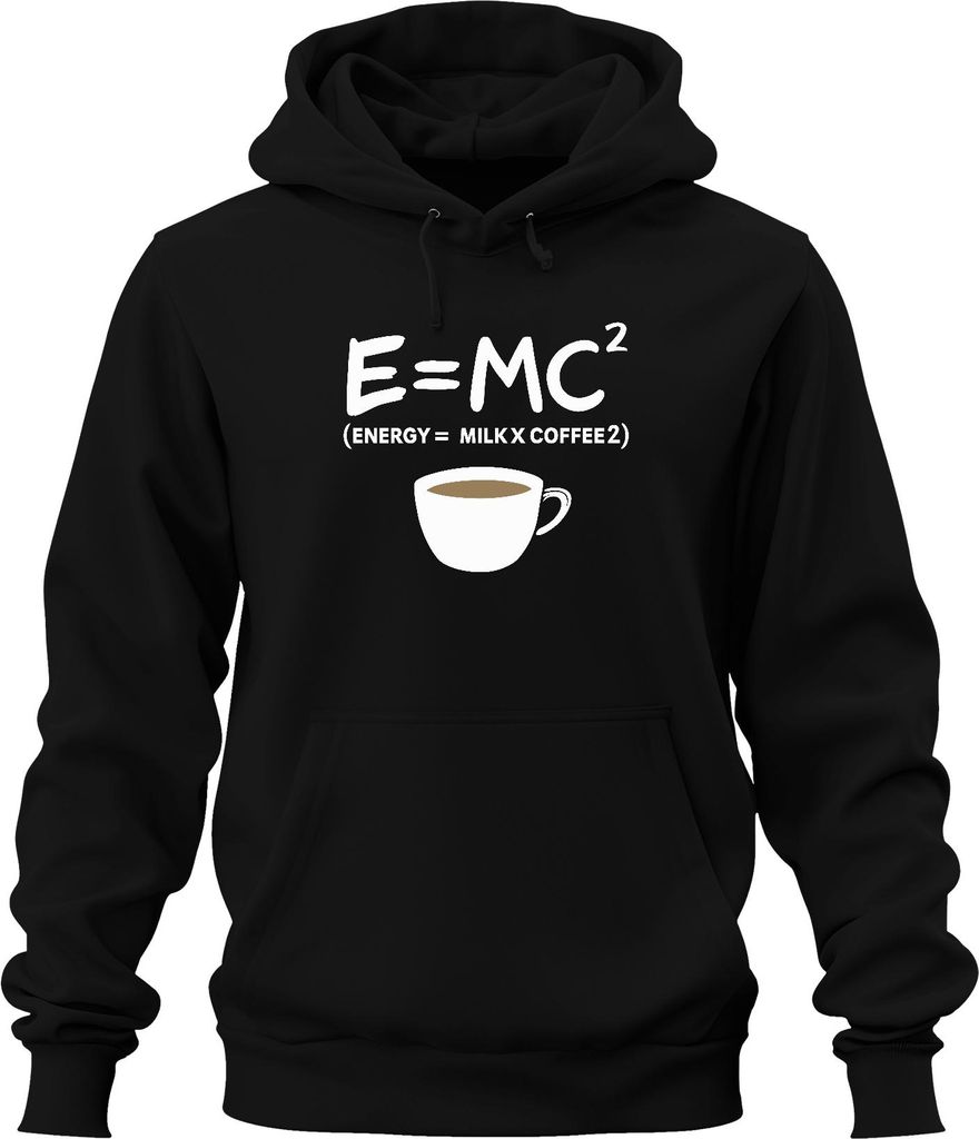 Relativitätstheorie Kaffee Formel Nerd Physik Spruch Morgenkaffee Albert Einstein Uni Hoodie Kapuzenpullover, Schwarz, L