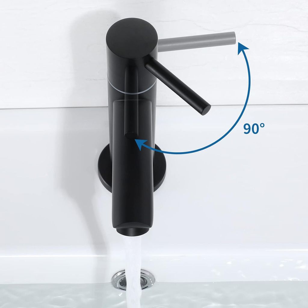 Kaltwasser Armatur für Bad Wasserhahn Schwarz Produktbild 3