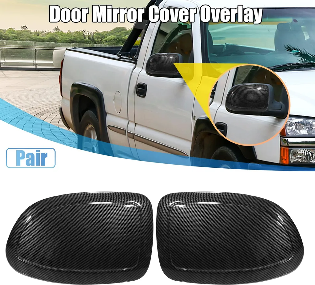 Paire de Couvre-Rétroviseurs Chevy Style Carbone Noir - Accessoire Auto