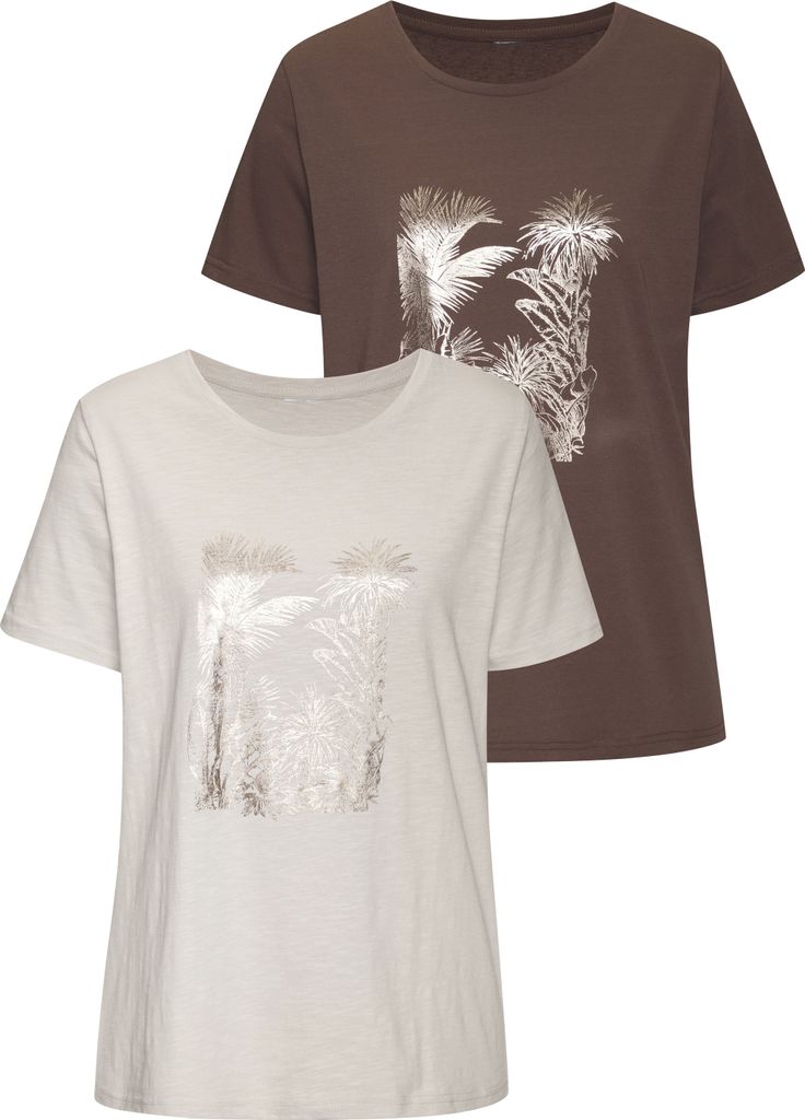 VIVANCE T-Shirt 2 -teilig taupe, beige Größe 48/50