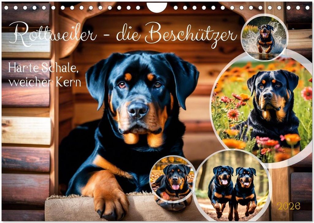 Rottweiler - die Beschützer (Wandkalender 2026 DIN A4 quer), CALVENDO Monatskalender