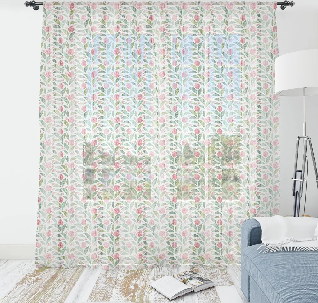 Arazzo Mistico ABAKUHAUS Fiori e Foglie - 160x274 cm Rubino Reseda