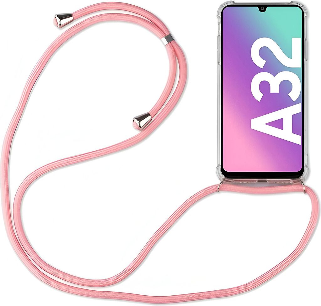 Handykette für Samsung Handyhülle mit Band Schutz Hülle Handy Tasche mit Schnur Samsung Galaxy A32 4G Rosa