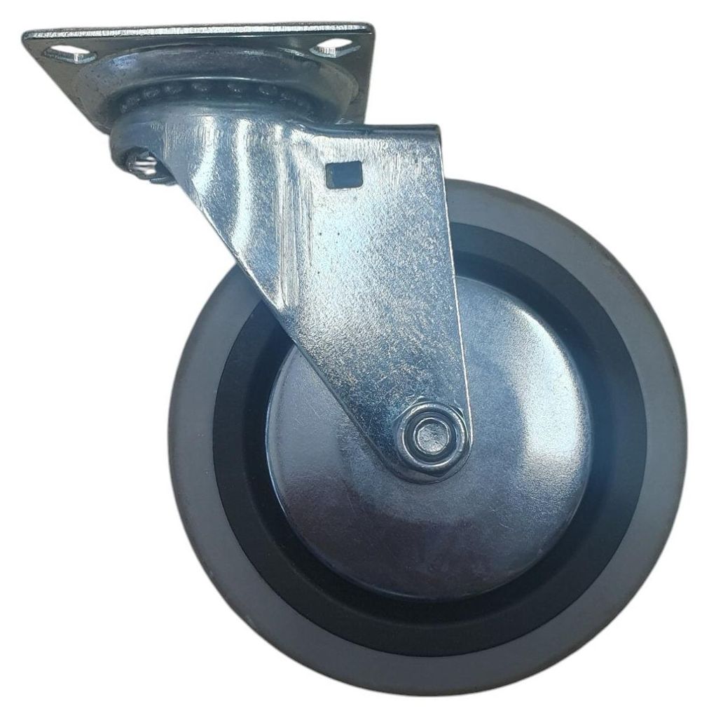 4-Zoll-Rad-Lenkwagen-Rolle aus thermoplastischem Gummi, 100 mm, auf grauer Platte