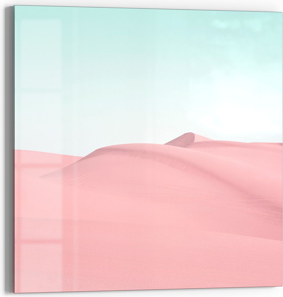 DEQORI Glasbild Echtglas 30x30 cm 'Rosige Stille' Wandbild Bild modern Deko