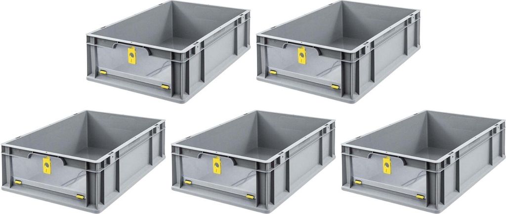 SuperSparSet 5x Eurobox NextGen Insight Cover | HxBxT 17x40x60 | 34 Liter | Niedrig/Gelb | Eurobehälter, Transportbox, Transportbehälter, Stapelb...