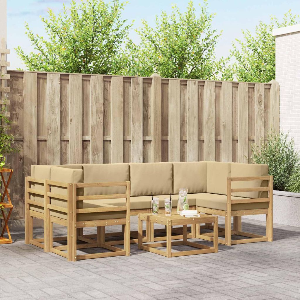 Möbel Outdoor-Sofagarnitur mit Kissen 7 pcs Weiß und BeigeGartensofas - Gartensofas c3003
