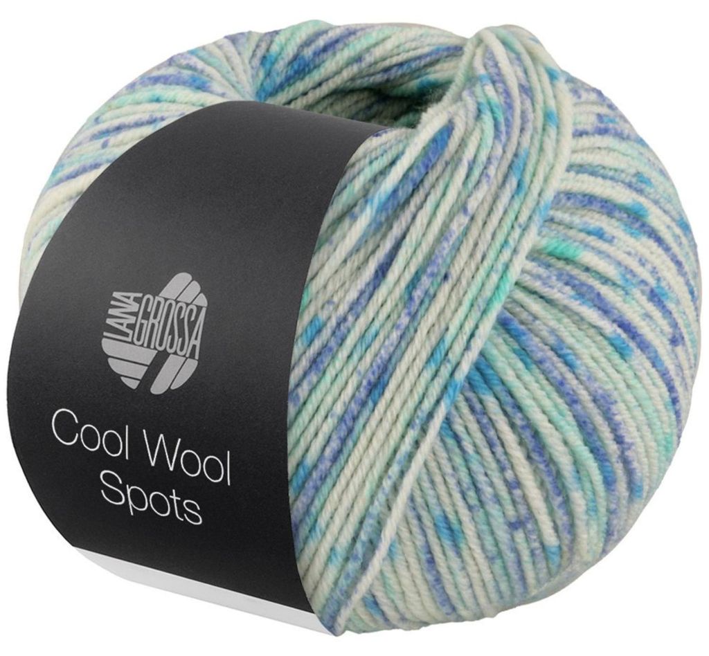 Lana Grossa - Cool Wool Spots 5005 creme blau wasserblau Produktbild 