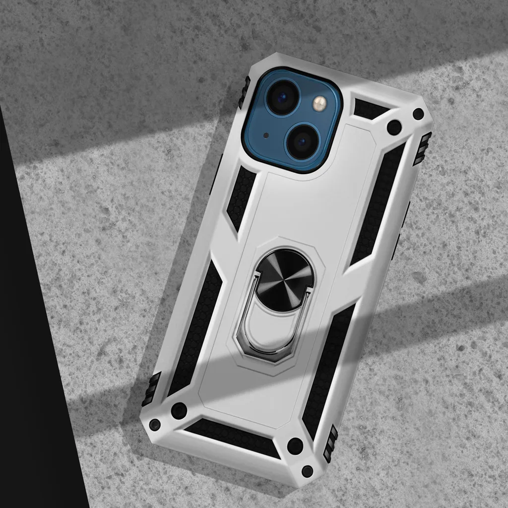 Custodia iPhone 13 Mini Argento con Ring Holder: Eleganza Protettiva - 6