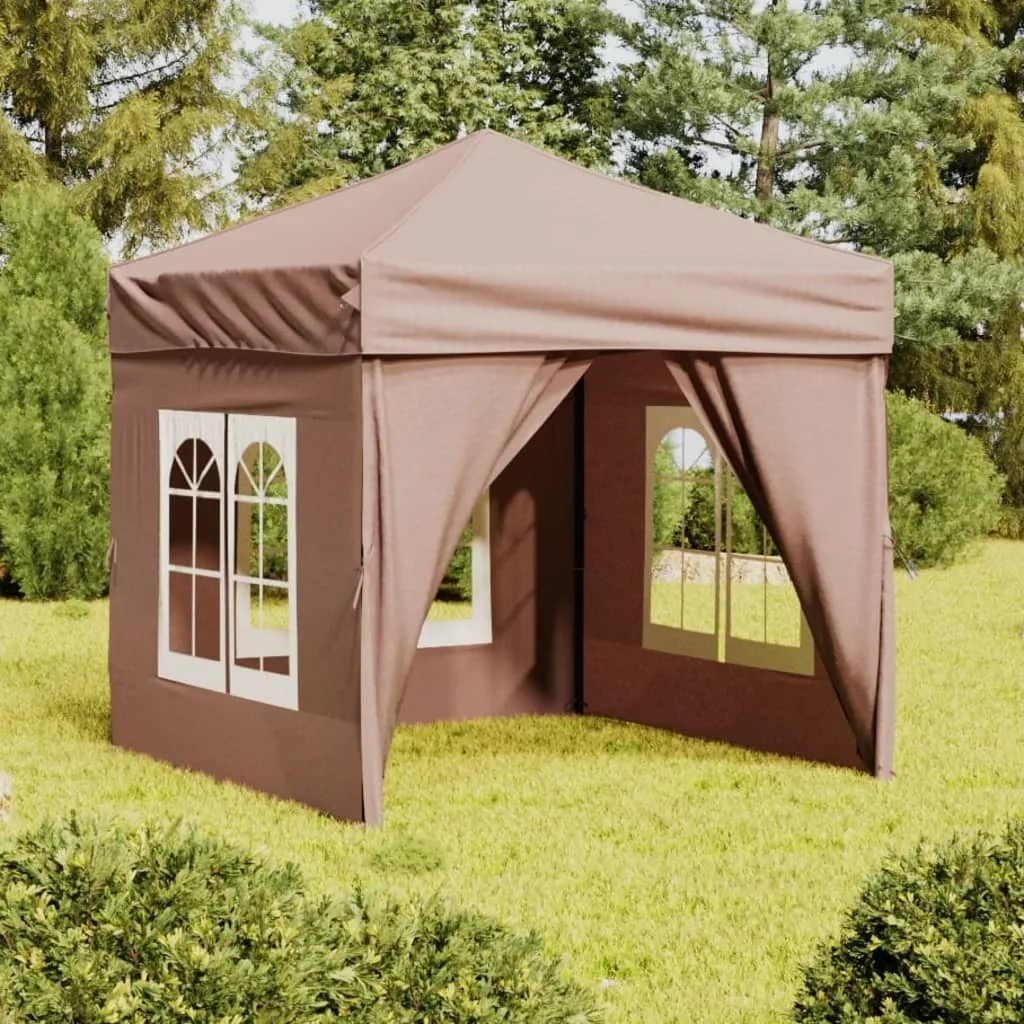 Gazebo Pieghevole 2x2 m Taupe con Pareti Laterali - The Living Store