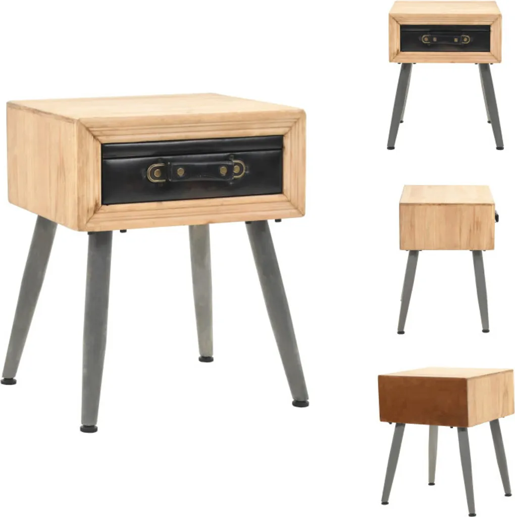 Table de chevet en bois massif naturel vidaXL 43 cm style authentique