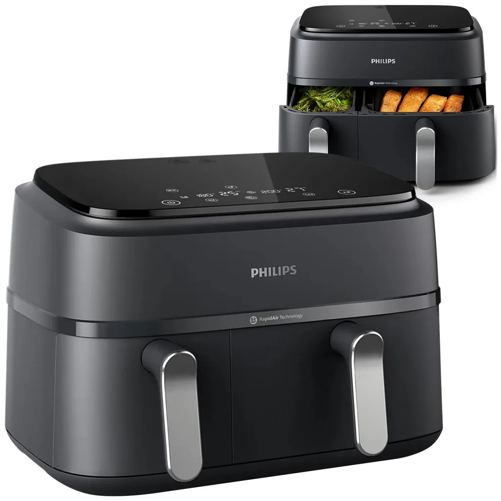 Friteuse à Air Philips 9L Double Compartiment - Airfryer Digital Noir Mat