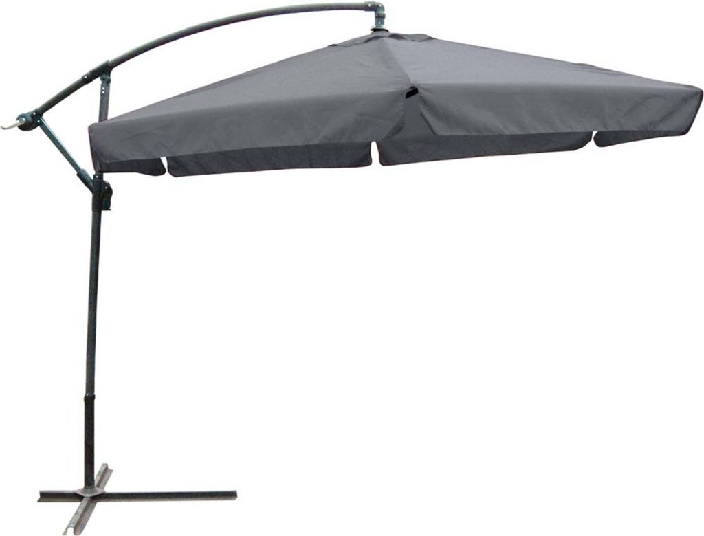 Garden Pleasure Großer Metall Ampelschirm Gartenschirm Grau 300 Sonnenschirm Kurbel Schirm