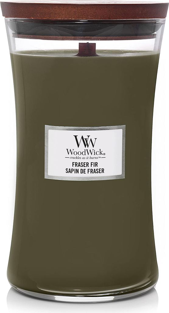 WoodWick Große Duftkerze im Sanduhrglas mit knisterndem Produktbild 