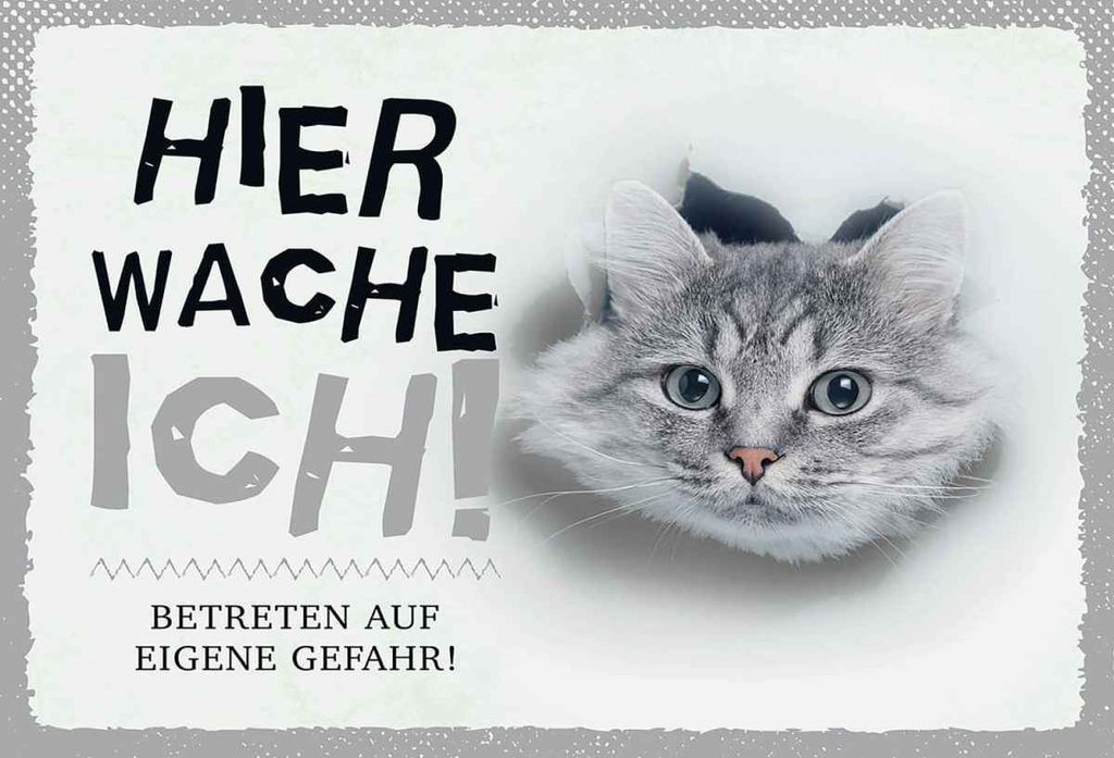 vianmo Holzschild 20x30 cm Katze hier wache eigene Gefahr