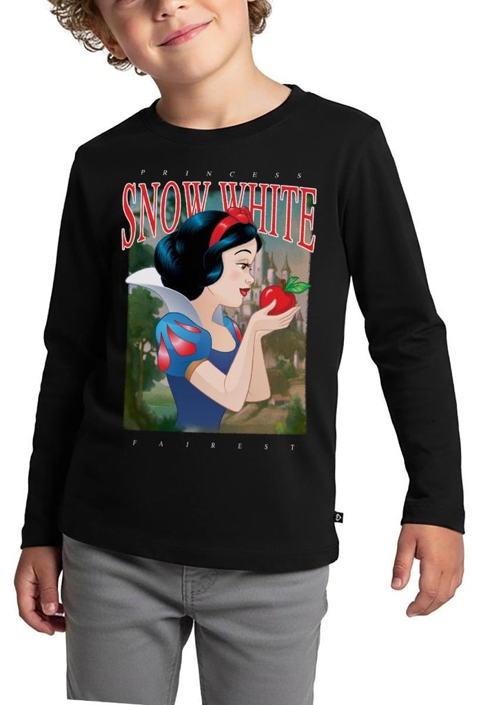 Schneewittchen Mit Rotem Apfel Kinder Premium Langarmshirt, 98/104 (2 Jahre), Schwarz