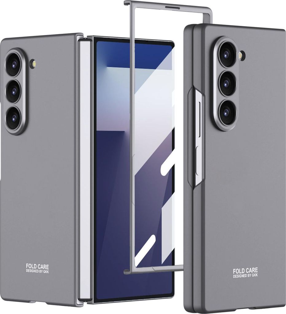 Handyhülle für Samsung Galaxy Z Fold 7 Schlank Hart PC Matt Schutzhülle mit Displayschutz Grau