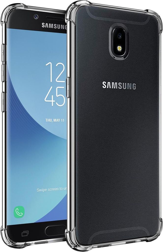 Conie Rugged Silikon Schutzhülle für Samsung Galaxy J3 2017 Tasche Case Cover Bumper TPU Hülle in Transparent