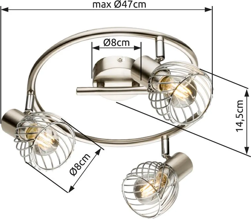 Plafoniera 3 Faretti Soffitto 28cm E14 | Spot Orientabile Facile da Pulire - 4