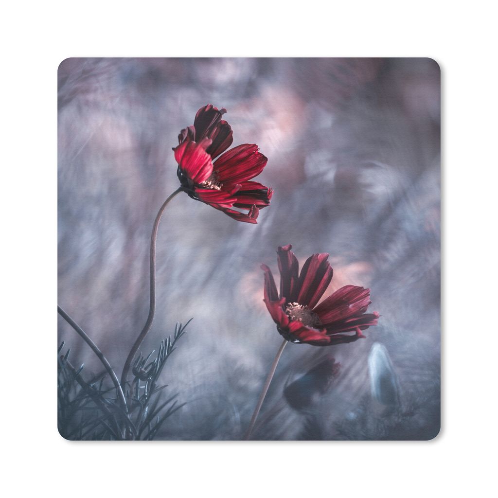 MuchoWow Mauspad Mousepad Blumen - Rot - Pflanzen - Natur 30x30 cm - Mousepads - Maus Mat - Pad - Mausunterlage - Gaming