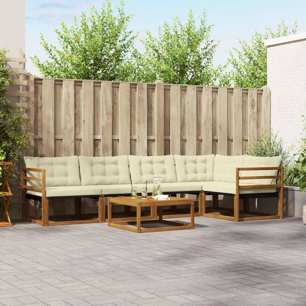 "Neues Produkt" Outdoor-Sofagarnitur ANTI-UV - CLORIS - mit Kissen - 6 pcs - Natur und Creme - Modern Gartensofas V794