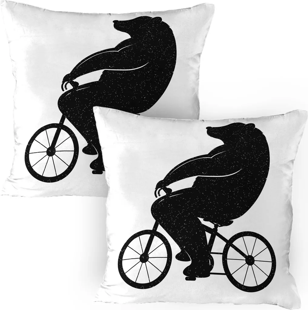 2 Federe Orso su Bici 80x80 ABAKUHAUS - Decorazione Bambini Grigio