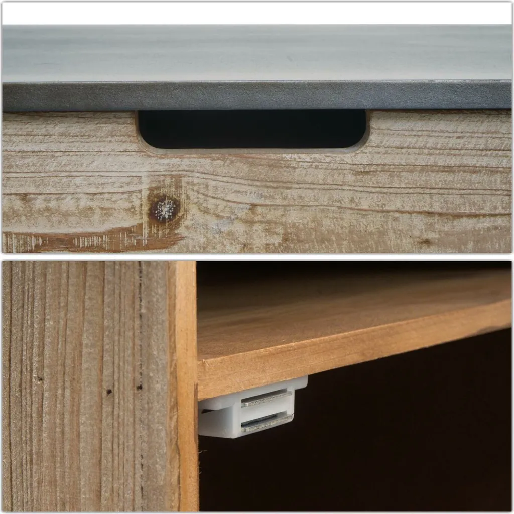 Rangement Gain de Place Bois Massif - Commode Compacte Style Industriel - 6
