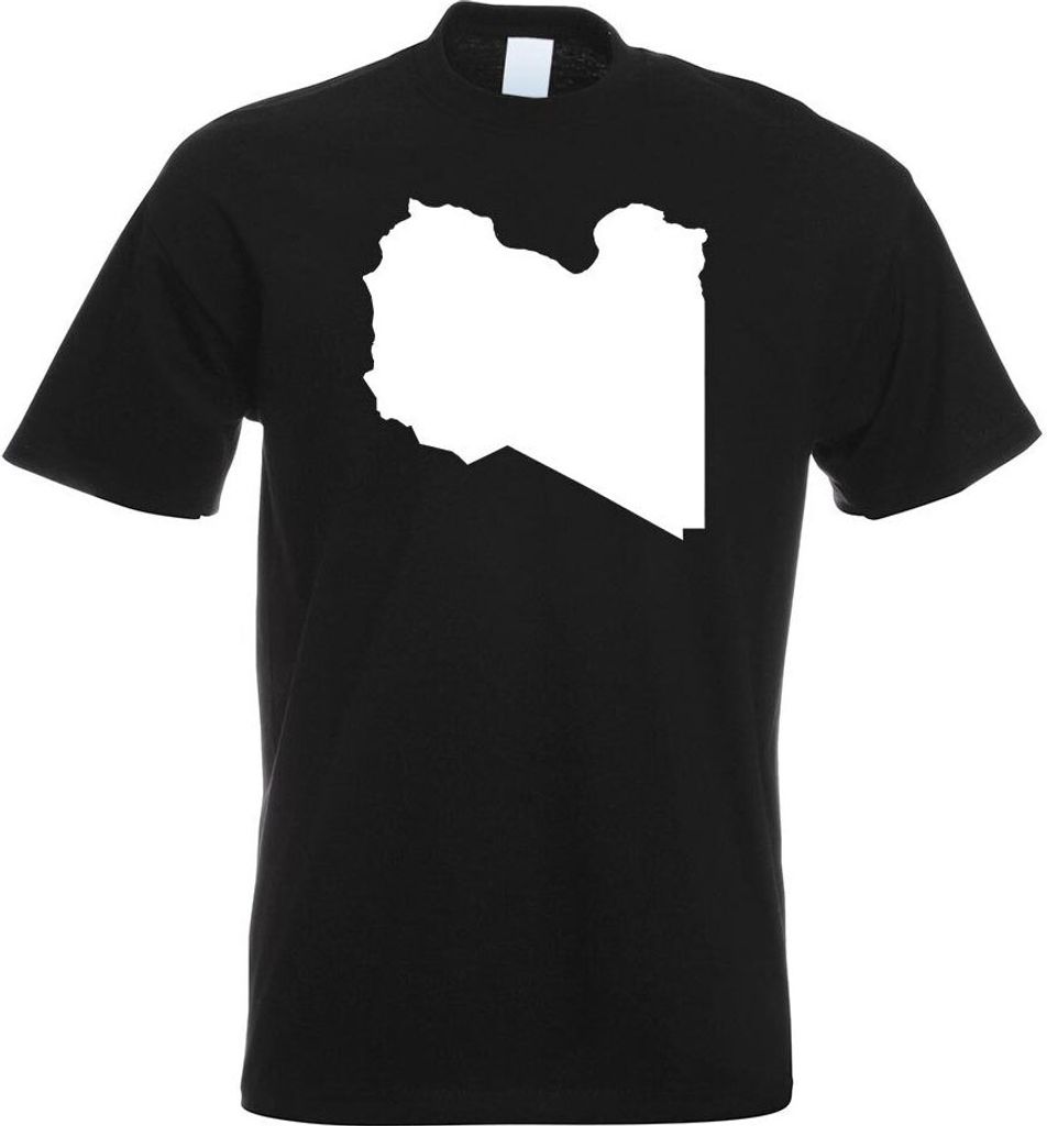 Kiwistar - T-Shirt - schwarz - Libyen Umriss Kontur Herren Funshirt Bedruckt Design Sprüche Spruch Motive - mit Motiv Bedruckt - Funshirt Design -...