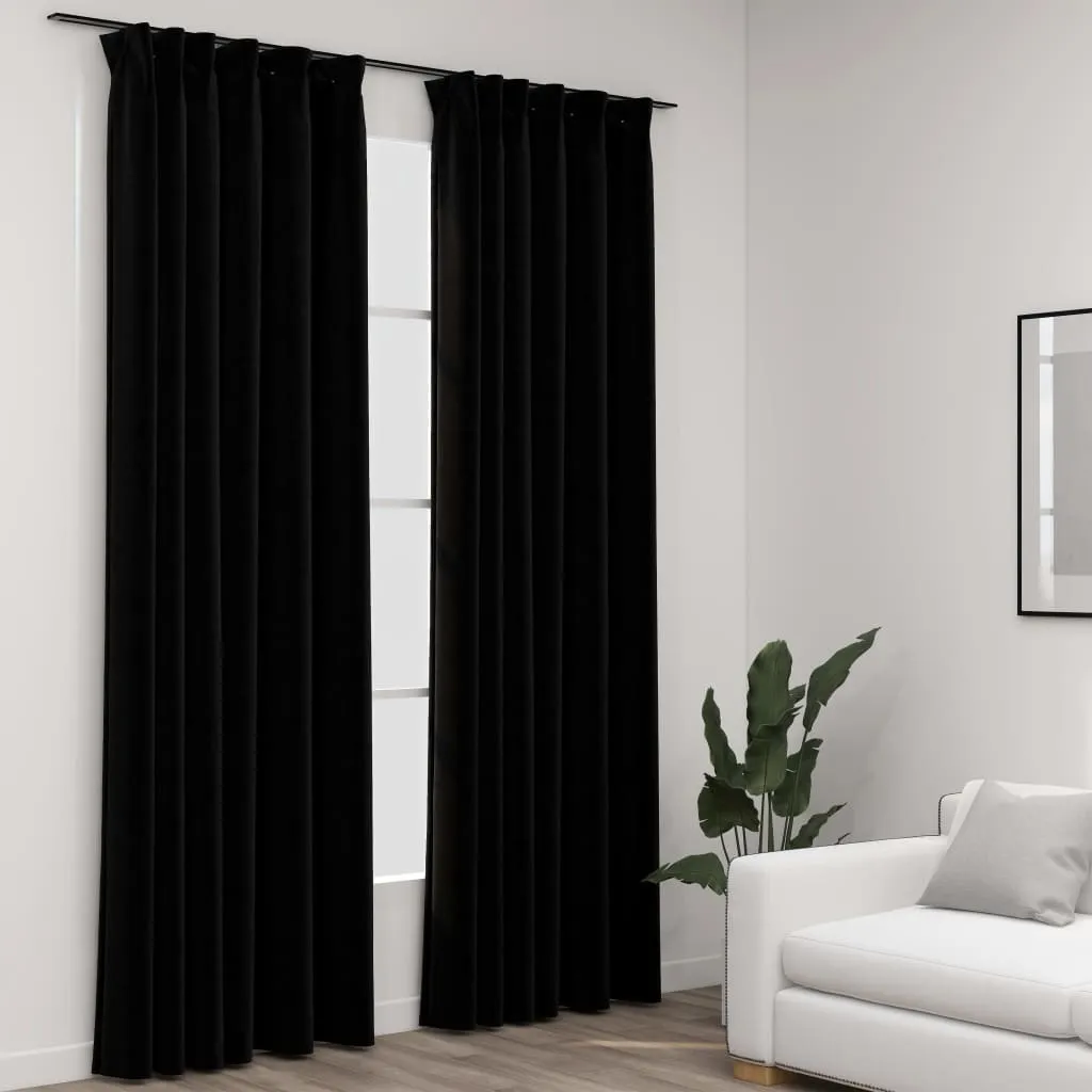 The Living Store tende oscuranti ganci look lino 2pz. nero 140x245cm