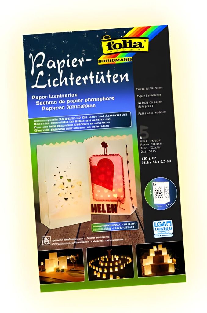 folia Lichtertüte "Herzen" groß aus Papier weiß 5 Stück Produktbild 