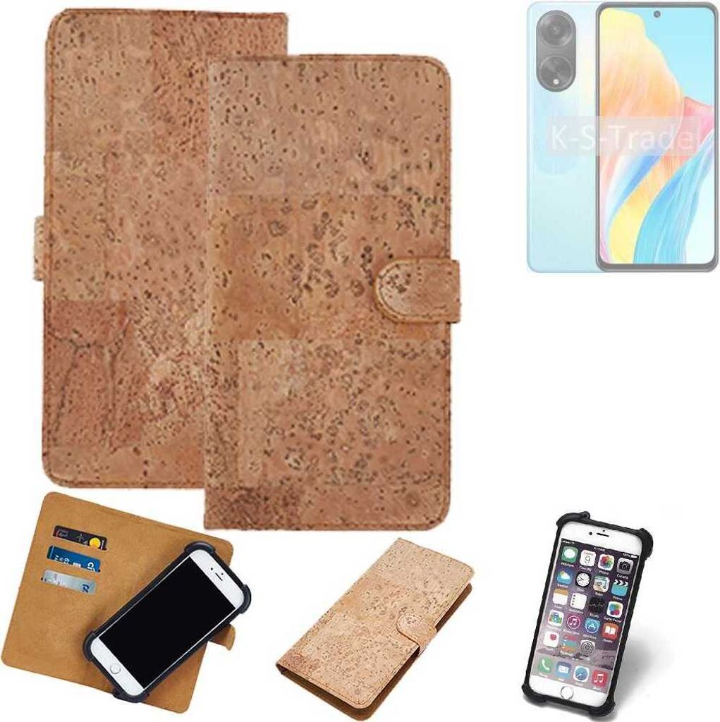 K-S-Trade Hülle kompatibel mit Oppo A98 5G Kork Handyhülle Cover Schutzhülle TPU Case Bumper in Hellbraun, (1x)