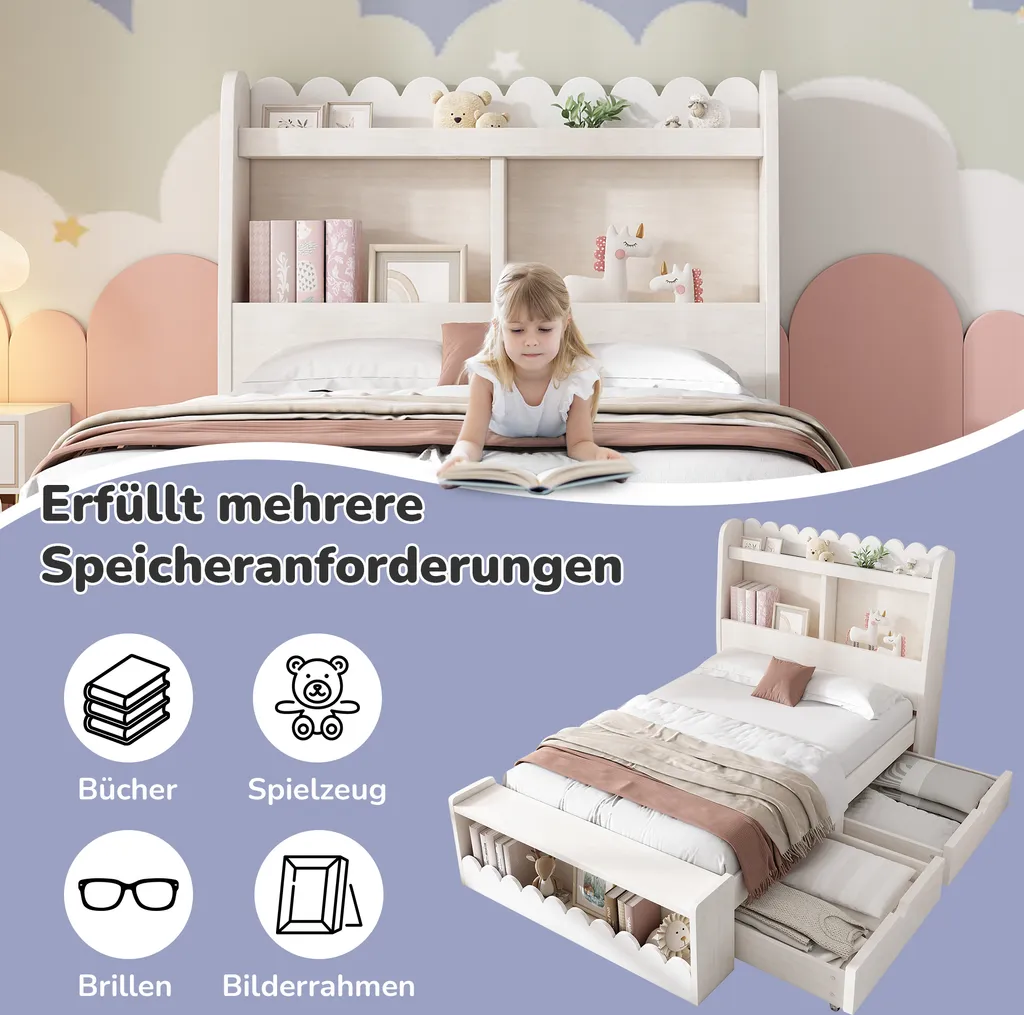 Lit Enfant 90x200 cm Idéal pour Optimiser l'Espace avec Rangement - 5