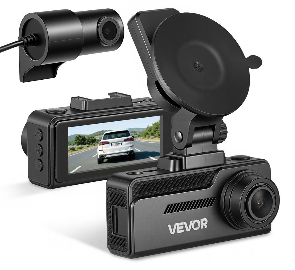 Dashcam für vorne und hinten, 4K+1080p, inklusive 32-GB-Speicherkarte, Zweikanal-Dashcam für Autos mit integriertem GPS, G-Sensor, 129°-Blickwin...