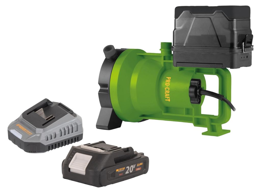 Procraft CPN21bb Akku Tauchpumpe 20 V 3200 l/h + 1x Akku 2,0 Ah + Ladegerät