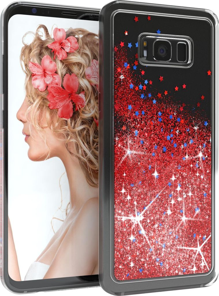 EAZY CASE - Glitzer Hülle kompatibel mit Samsung Galaxy S8 Plus Glitzer Schutzhülle, Soft Case, Backcover Transparent mit Motiv