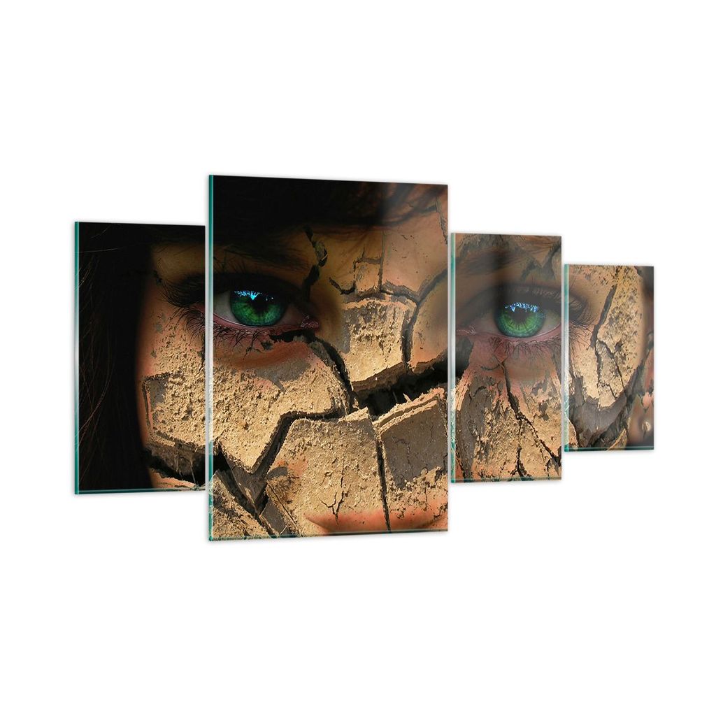 Bilder auf glas - Frau Gesicht Haut geknackt - 160x90cm - Glasbilder - Wandbilder - Kunstdruck - zum Aufhängen bereit - Wanddekoration aus Glas - ...