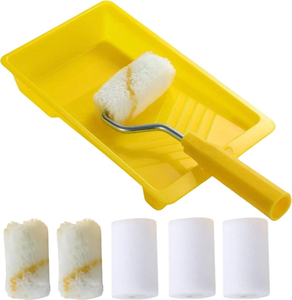 Mini Schaumstoffroller Set - Kleine Schilder Rolle - 6 x 5 cm - Schilder Rollenhalter - Rahmen