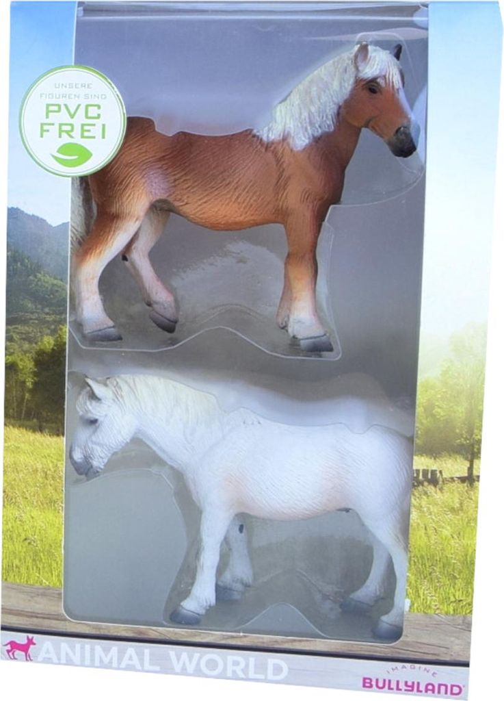 Bullyland Animal World 2 Pferde Set Haflinger Camargue PVC-frei Sammelfigur Kinder