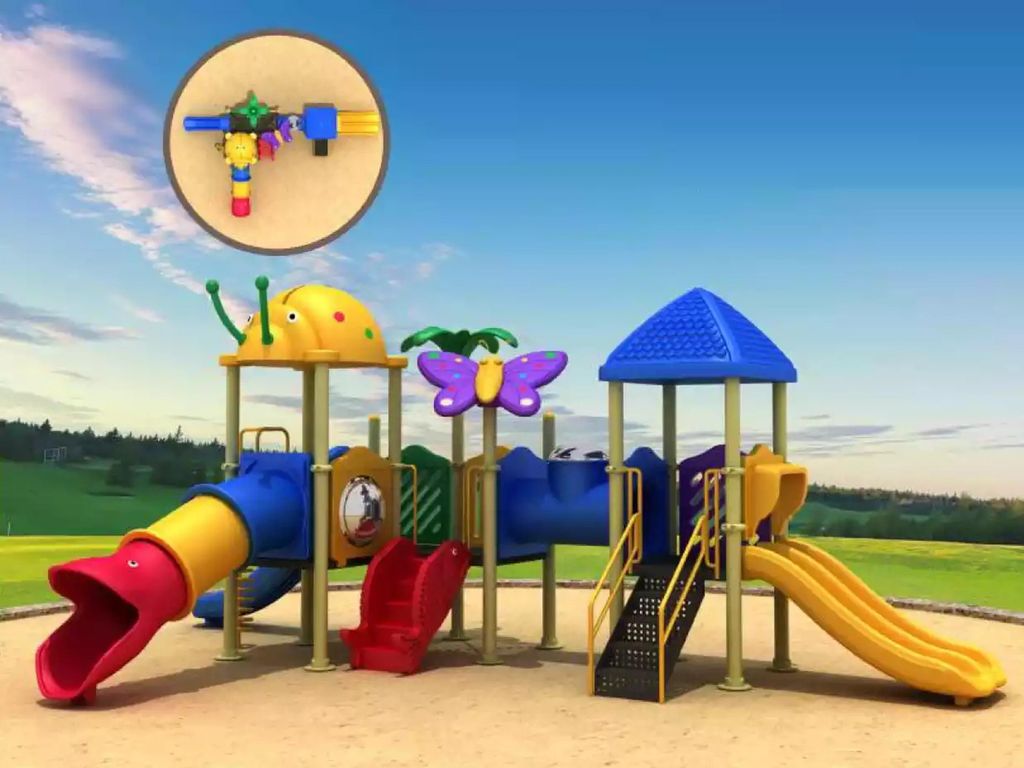 Spielturm mit Rutschen Bunter Spielplatz aus Kunststoff Outdoor Turm