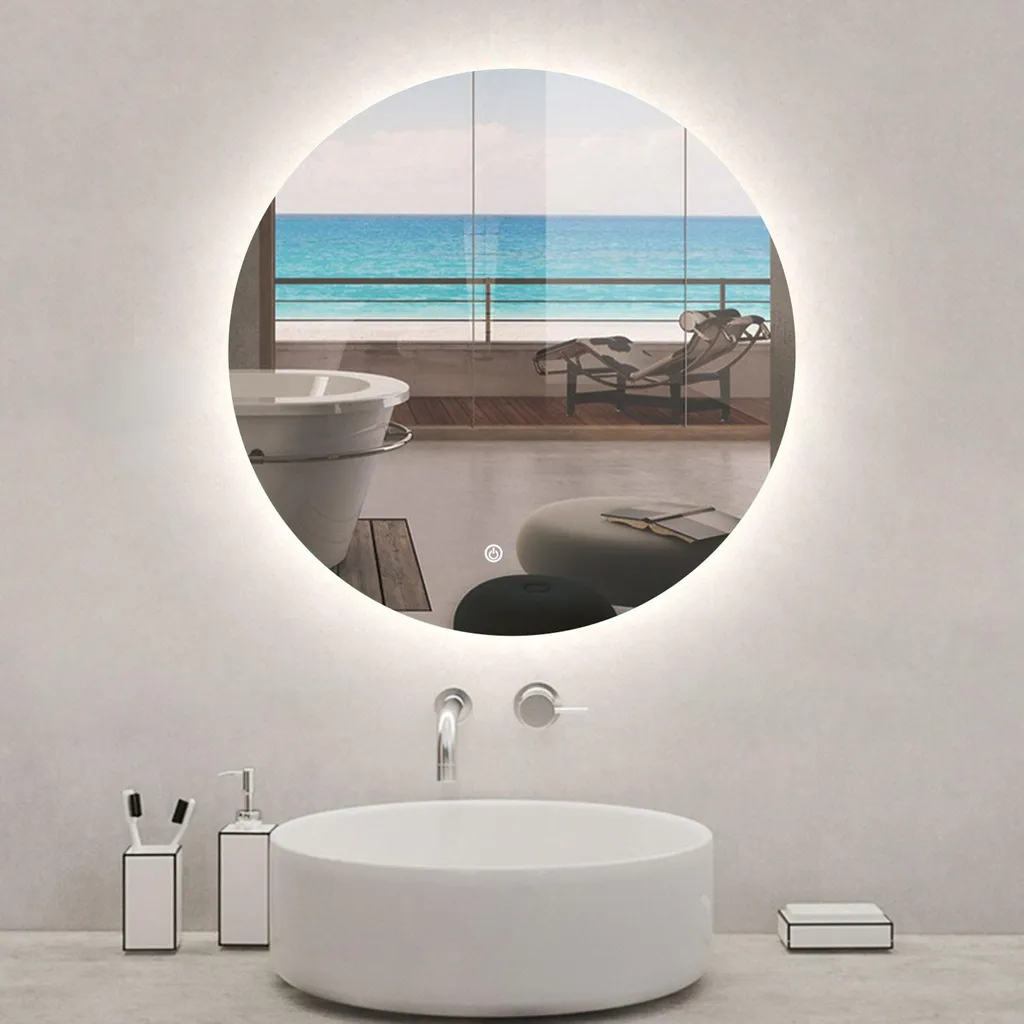 Miroir Mural LED Dimmable 60cm avec Antibuée Intégré et Indice IP44