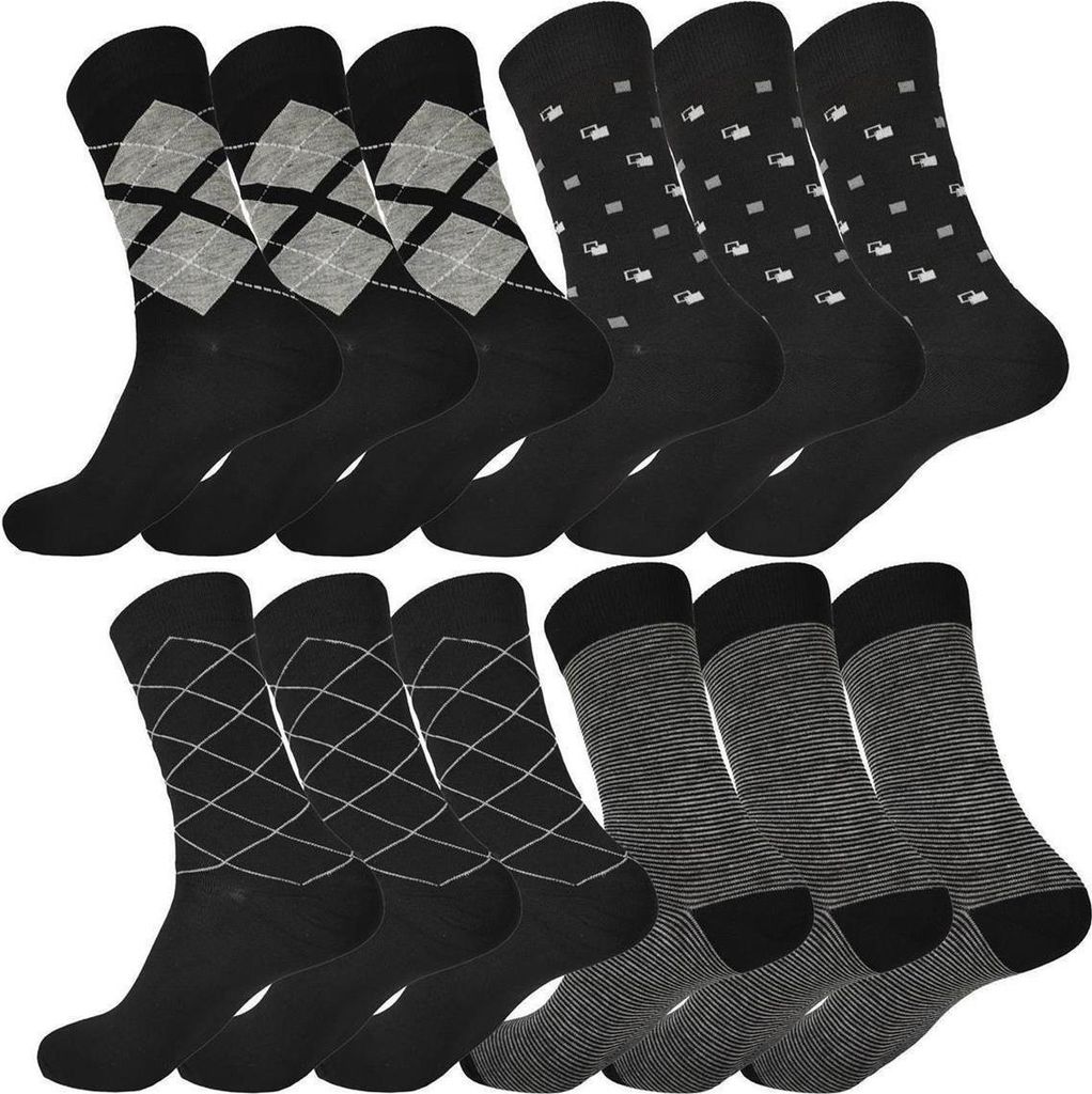 12 Paar Herren Socken Muster klassischer Form Freizeit Anzug Business, 12 Paar, Mix6/39-42