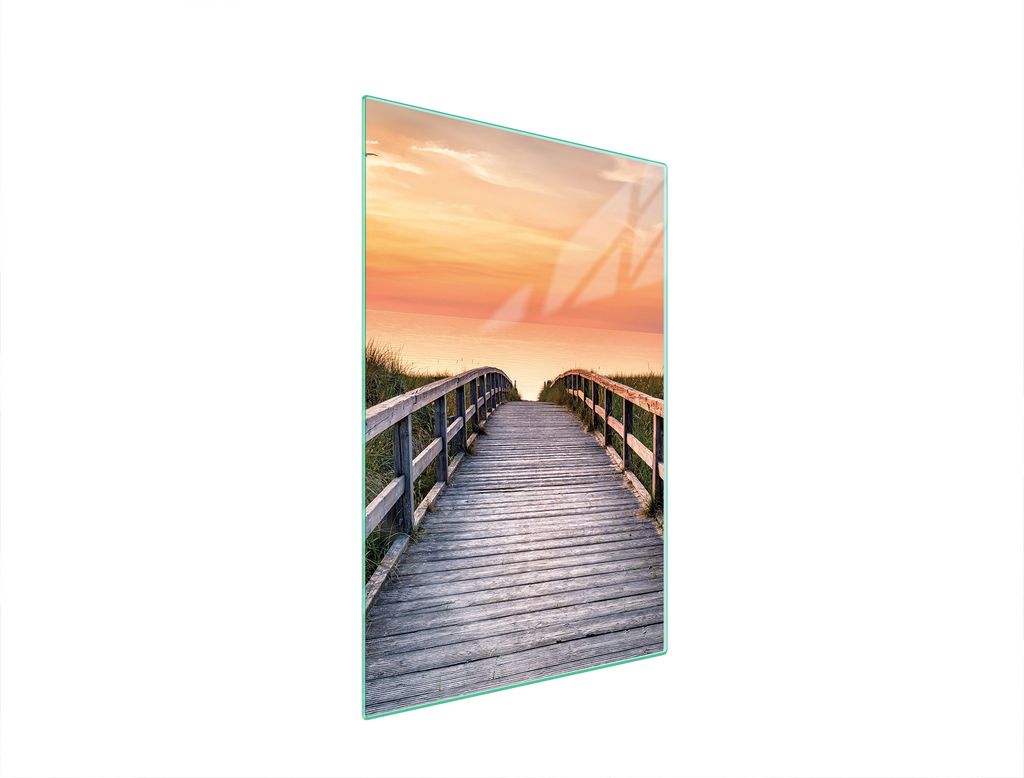 Herdabdeckplatte 35x52 Glaskeramikfeld Abdeckung Spritzschutz Glasplatte Deko Schneidebrett Landschaft Sonne